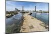 Lighthouses with pier and boats, Penmarch, Finistere, Brittany, France, Europe-Francesco Vaninetti-Mounted Photographic Print