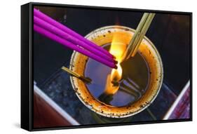 Lighting Incense Sticks at the Lama Temple.-Jon Hicks-Framed Stretched Canvas