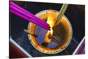 Lighting Incense Sticks at the Lama Temple.-Jon Hicks-Stretched Canvas