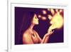 Lighting Sphere in Hands. Attractive Fairy Girl-sad444-Framed Photographic Print