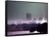 Lighting Strikes in Downtown Denver-null-Framed Stretched Canvas
