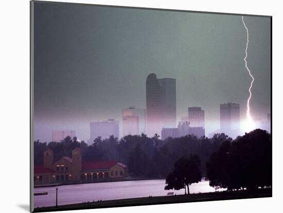 Lighting Strikes in Downtown Denver-null-Mounted Premium Photographic Print