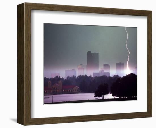 Lighting Strikes in Downtown Denver-null-Framed Photographic Print