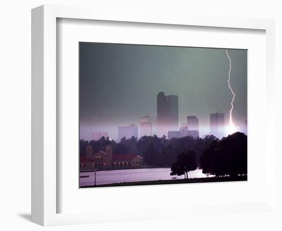 Lighting Strikes in Downtown Denver-null-Framed Photographic Print