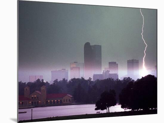 Lighting Strikes in Downtown Denver-null-Mounted Photographic Print