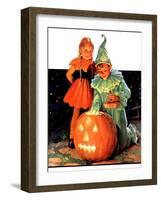 "Lighting the Pumpkin,"November 3, 1934-Eugene Iverd-Framed Giclee Print