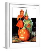 "Lighting the Pumpkin,"November 3, 1934-Eugene Iverd-Framed Giclee Print