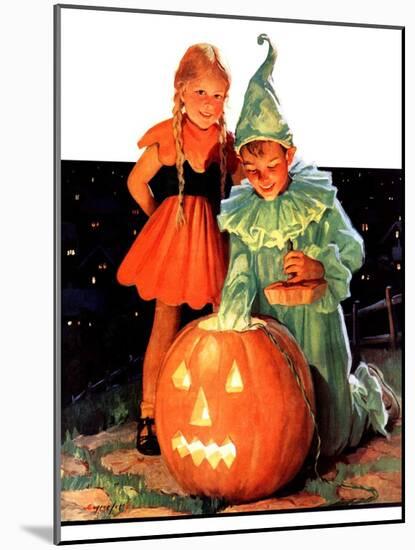 "Lighting the Pumpkin,"November 3, 1934-Eugene Iverd-Mounted Giclee Print
