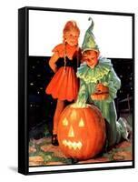 "Lighting the Pumpkin,"November 3, 1934-Eugene Iverd-Framed Stretched Canvas