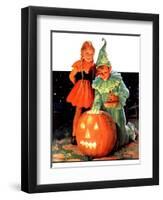 "Lighting the Pumpkin,"November 3, 1934-Eugene Iverd-Framed Giclee Print