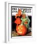 "Lighting the Pumpkin," Saturday Evening Post Cover, November 3, 1934-Eugene Iverd-Framed Giclee Print