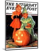 "Lighting the Pumpkin," Saturday Evening Post Cover, November 3, 1934-Eugene Iverd-Mounted Giclee Print
