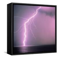 Lightning across the sea-Klaus Hackenberg-Framed Stretched Canvas