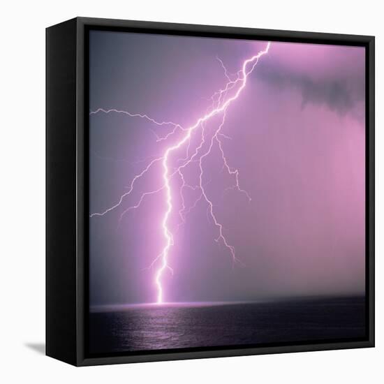 Lightning across the sea-Klaus Hackenberg-Framed Stretched Canvas