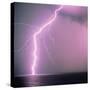 Lightning across the sea-Klaus Hackenberg-Stretched Canvas