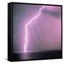 Lightning across the sea-Klaus Hackenberg-Framed Stretched Canvas