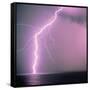 Lightning across the sea-Klaus Hackenberg-Framed Stretched Canvas