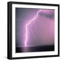 Lightning across the sea-Klaus Hackenberg-Framed Photographic Print