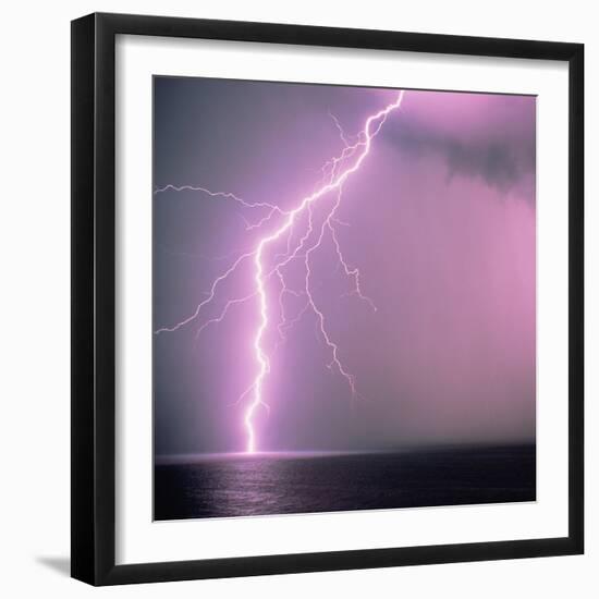 Lightning across the sea-Klaus Hackenberg-Framed Photographic Print