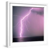 Lightning across the sea-Klaus Hackenberg-Framed Photographic Print