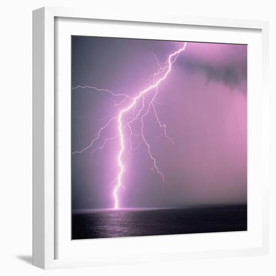 Lightning across the sea-Klaus Hackenberg-Framed Photographic Print