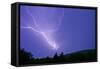 Lightning and Thunder Clouds over Woodland at Night-null-Framed Stretched Canvas