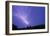 Lightning and Thunder Clouds over Woodland at Night-null-Framed Photographic Print