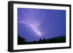 Lightning and Thunder Clouds over Woodland at Night-null-Framed Photographic Print