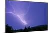 Lightning and Thunder Clouds over Woodland at Night-null-Mounted Photographic Print