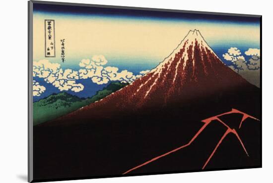 Lightning Below the Summit-Katsushika Hokusai-Mounted Giclee Print