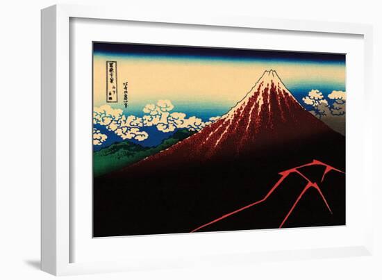 Lightning Below the Summit-Katsushika Hokusai-Framed Art Print