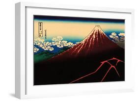 Lightning Below the Summit-Katsushika Hokusai-Framed Art Print