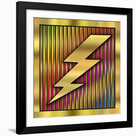 Lightning Bolt on Bars-Art Deco Designs-Framed Giclee Print