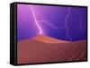 Lightning Bolts Striking Sand Dunes, Death Valley National Park, California, USA-Steve Satushek-Framed Stretched Canvas