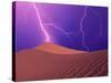 Lightning Bolts Striking Sand Dunes, Death Valley National Park, California, USA-Steve Satushek-Stretched Canvas