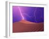 Lightning Bolts Striking Sand Dunes, Death Valley National Park, California, USA-Steve Satushek-Framed Photographic Print