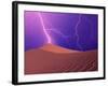 Lightning Bolts Striking Sand Dunes, Death Valley National Park, California, USA-Steve Satushek-Framed Photographic Print