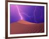 Lightning Bolts Striking Sand Dunes, Death Valley National Park, California, USA-Steve Satushek-Framed Photographic Print