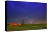 Lightning by a Farm-null-Stretched Canvas