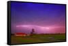 Lightning by a Farm-null-Framed Stretched Canvas