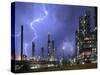 Lightning During Thunderstorm Above Petrochemical Industry in the Antwerp Harbour, Belgium-Philippe Clement-Stretched Canvas