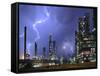 Lightning During Thunderstorm Above Petrochemical Industry in the Antwerp Harbour, Belgium-Philippe Clement-Framed Stretched Canvas