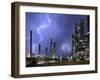 Lightning During Thunderstorm Above Petrochemical Industry in the Antwerp Harbour, Belgium-Philippe Clement-Framed Photographic Print