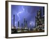 Lightning During Thunderstorm Above Petrochemical Industry in the Antwerp Harbour, Belgium-Philippe Clement-Framed Photographic Print