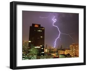 Lightning Flashes in the Sky of Bangkok-null-Framed Photographic Print