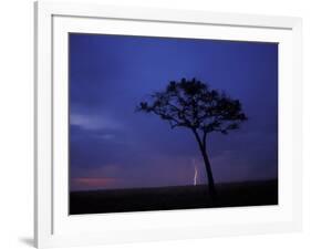 Lightning Flashes on Savanna, Masai Mara Game Reserve, Kenya-Paul Souders-Framed Photographic Print