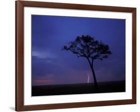 Lightning Flashes on Savanna, Masai Mara Game Reserve, Kenya-Paul Souders-Framed Photographic Print