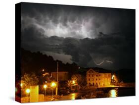 Lightning Illuminates the Sky over Prvic Luka During a Summer Storm on the Island of Prvic, Croatia-null-Stretched Canvas