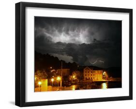 Lightning Illuminates the Sky over Prvic Luka During a Summer Storm on the Island of Prvic, Croatia-null-Framed Photographic Print