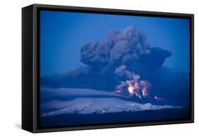 Lightning in Ash Cloud During Eyjafjallajokull Eruption-Paul Souders-Framed Stretched Canvas